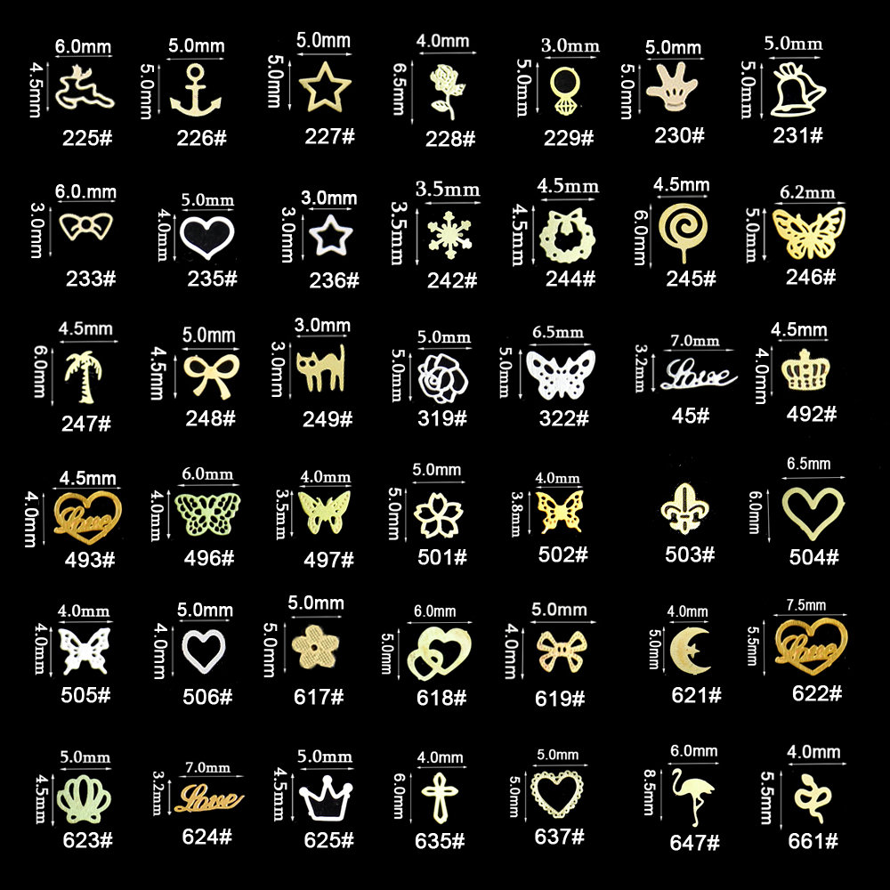 Gold Foil Flakes - 100 unids/bolsa de calcomanías metálicas para