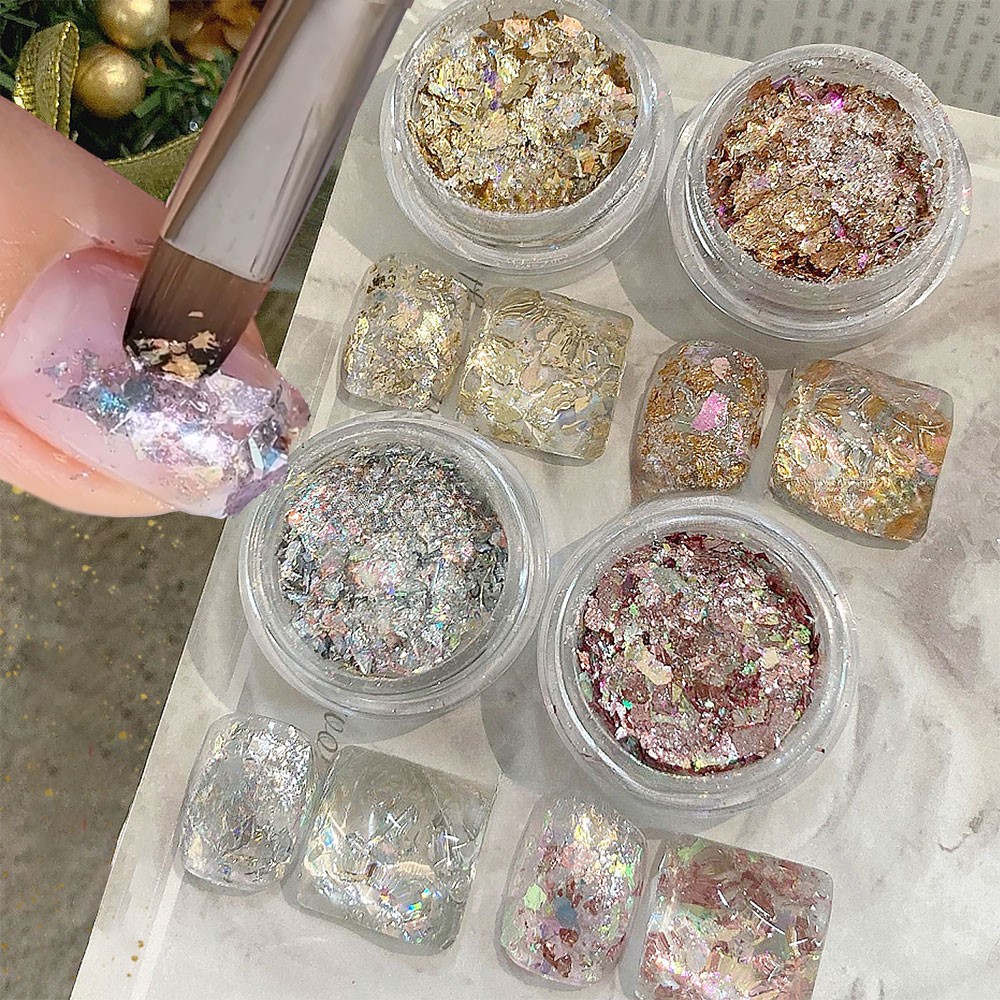 Gold Foil Flakes - 4 tarros de lámina dorada y